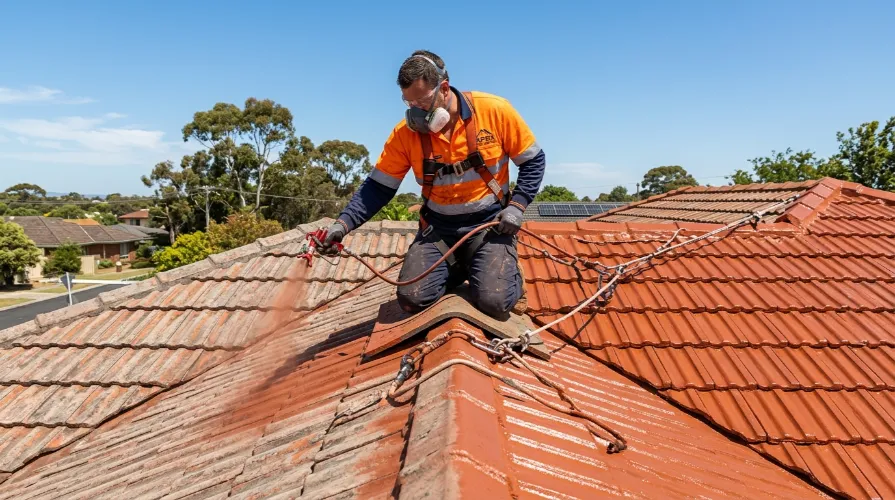 Best roof paint colours on Australian suburban homes shown from aerial view on a sunny day