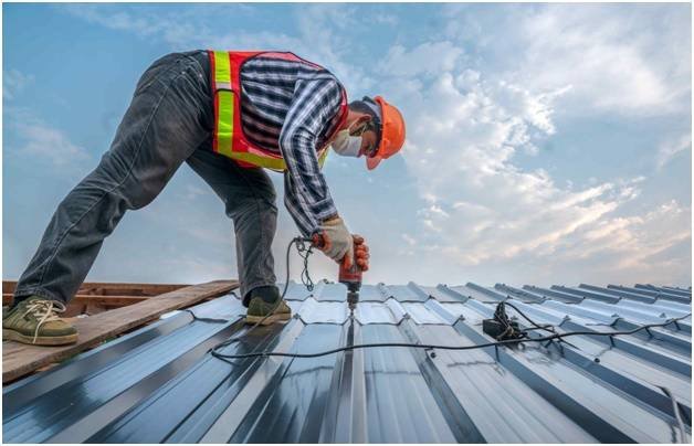 Roofer working on a residential roof